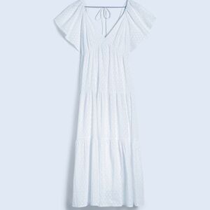 Madewell Tie-Back Flutter-Sleeve Tiered Midi Dress